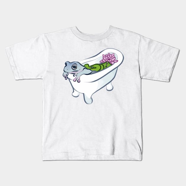 Froggy Bath Time Kids T-Shirt by phogar